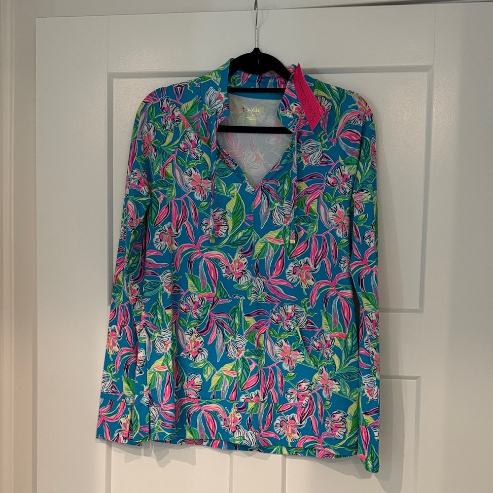 Lilly Pulitzer Women's Cassie Popover- Blue and Pink. New with tags.